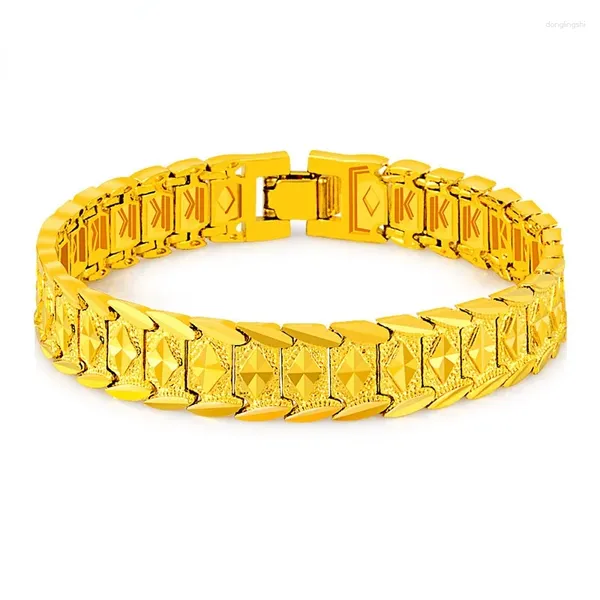 Bracelets de charme bracelet en or 24k placlet coréen 16 mm8 pouces bijoux hip hop masculin cadeau