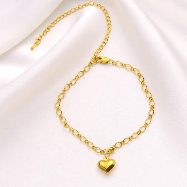 Pulseras de encanto 24k chapado en oro corazón colgante cadena de maíz pulsera brazaletes tobillera elástica palomitas de maíz regalos de joyería de moda