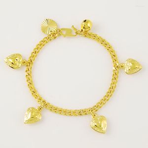 Bedelarmbanden 24k goudplaten gele kleur hart charmes link ketenen juwelen accessoires hoge geschenken voor kleine baby's meisjes