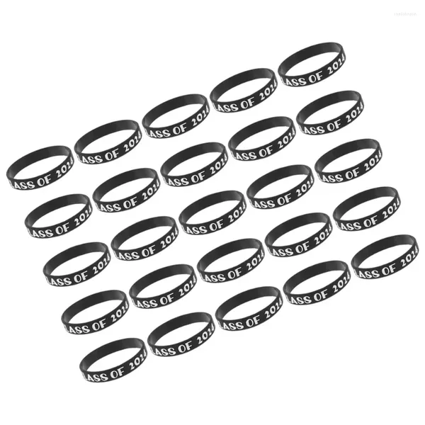 Bracelets de charme 25 pcs Graduation Bracelet Bracelet Gel de silice Silicone pour Graduations Classe de 2024 Étudiant à thème