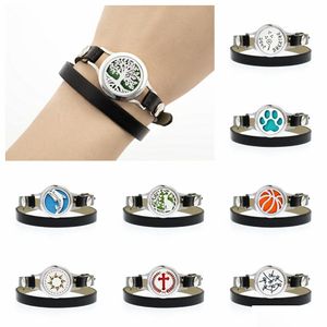 Charm Bracelets 25Mm Difusor de aceite esencial Locket abierto para mujeres Hombres Pu Leather Wrap Bangle Aromaterapia Espaciadores Joyería de moda Drop Dhbdy