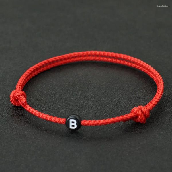Bracelets de charme 26 lettres prénom bracelet unisexe fait à la main coulissant réglable chanceux rouge chaîne braslet couple cadeaux amitié bijoux