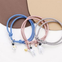 Bracelets de charme 2pcs Couple d'astronaute petit bracelet de bande de cheveux en caoutchouc pour femmes tissées hommes accessoires de bijoux