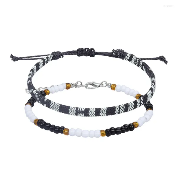 Bracelets de charme 2 pièces Boho Surfer Bracelet pour femmes hommes à la main été plage réglable étanche Festival accessoires perlé