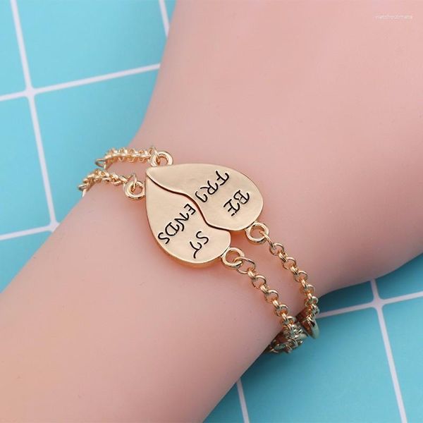 Bracelets porte-bonheur 2PCS Broken Love Heart BFF Bracelet Pour Femmes Amis Pour Toujours Bijoux De Noël BraceletsBangles