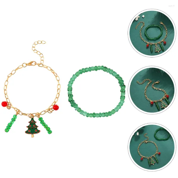 Pulseras de encanto 2pcs Navidad con cuentas adolescentes niñas mujeres decoraciones de joyería de muñeca