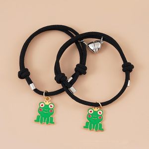 Bedelarmbanden 2 stks schattige kikker magneet trek dinosaurus hanger paar armband vriend elastische pols ketting vlinder haarband