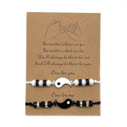 Bracelets Charm 2pcs para amigos novios artesanales novias cuerda ajustable moda yin yang pulsera hecha a mano hermosa amante