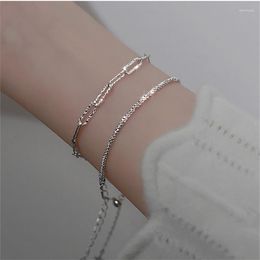 Bracelets porte-bonheur 2 pièces pour femmes bijoux belle gypsophile géométrique bracelet femme argent plaqué Bracelet ensemble filles cadeau d'anniversaire