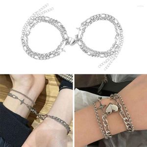 Pulseras de encanto 2 unids Corazón Imán Cierre Pulsera Amor Atracción Pareja Joyería Regalos de vacaciones para novio Novia