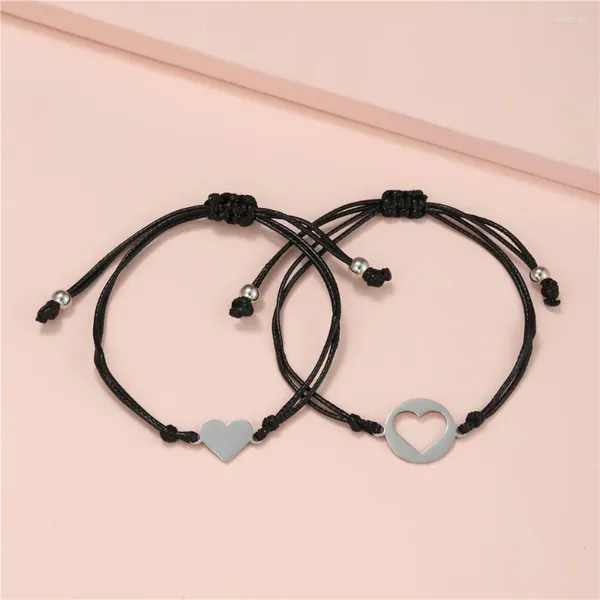 Pulseras con dijes 2 unids/lote pulsera de pareja corazón mariposa estrella tejido cuerda de cuero para hombres joyería metáfora regalo