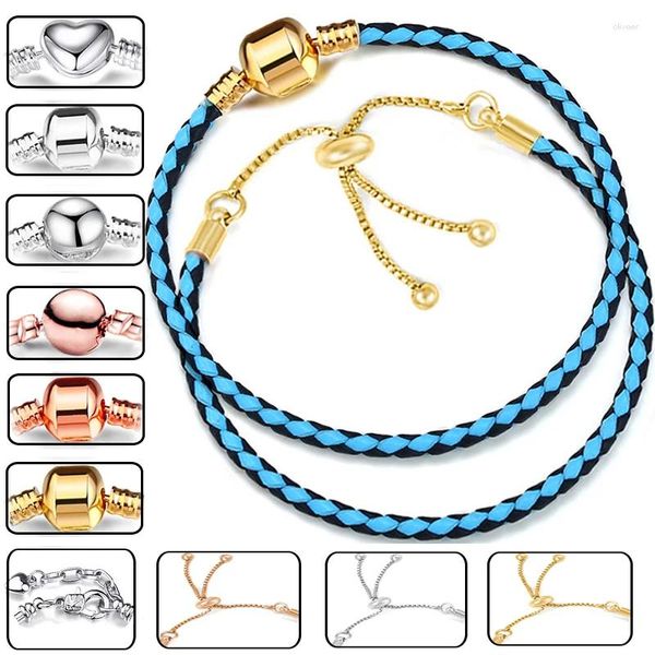 Bracelets de charme 2 pièces/lot chaîne en cuir tressé bicolore perles de bricolage Bracelet de luxe pour femmes hommes amis bijoux cadeaux en gros