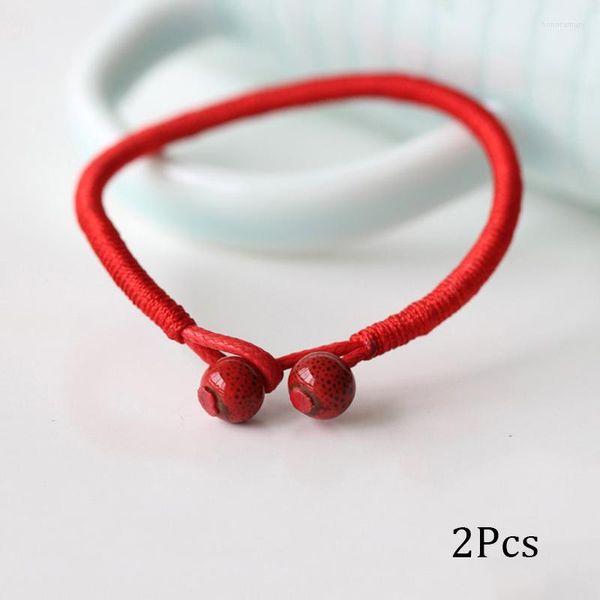 Pulseras de encanto 2 unids Lucky Ceramic Beads Brazaletes para mujeres Niños Red String Ajustable Pulsera hecha a mano Joyería