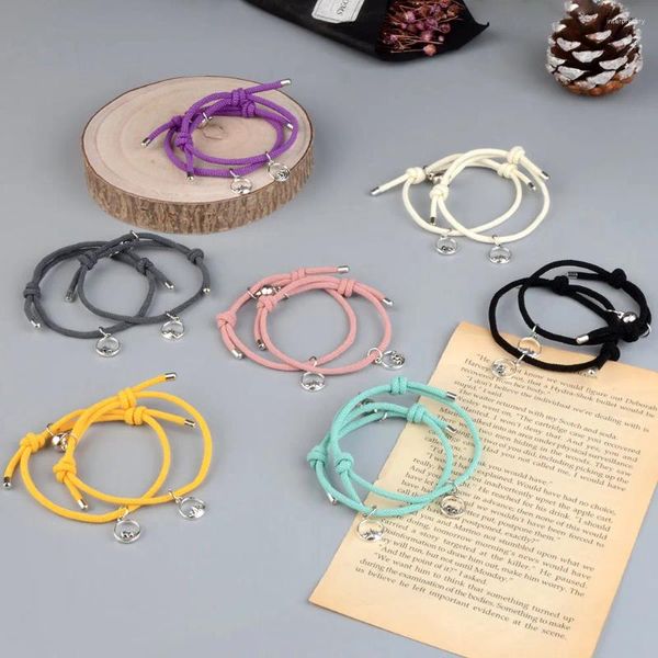 Bracelets de charme 2pcs / Set Couple Bracelet magnétique Forever Lovers Amitié Corde réglable Femme Hommes Jumelé Fille Bijoux Cadeau