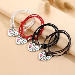 Bedelarmbanden 2 stks/set fashion splicing armband met grote kleine zus letters voor vriend mooie hartvorm verstelbare bangle accessoires