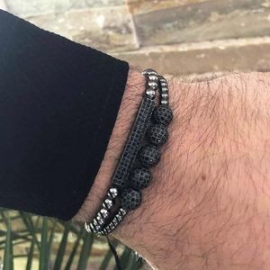 Charm Armbanden 2 stks/set Luxe Armband Sieraden Micro Pave Cublc Zirkoon Hip Hop Goud Mannen Vrouwen CZ Gevlochten Vlechten Pulseira