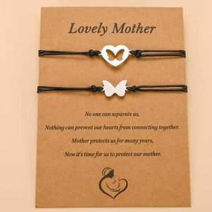 Pulseras con dijes 2 unids/set madre hija a juego minimalista mamá y yo pulsera de mariposa de acero inoxidable regalo del Día de la madre