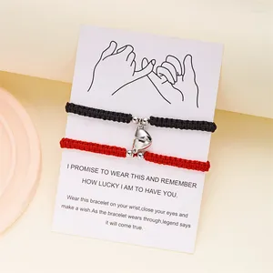 Bracelets de charme 2pcs Bracelet de couple fait à la main simple pour les femmes Cœur romantique Magnétique Matching Ie Amitié bijoux Cadeaux
