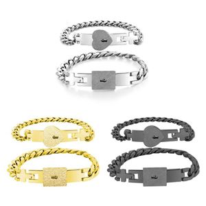 Bracelets de charme 2pcs en acier inoxydable amant coeur amour serrure clé bracelet kit couple bijoux224k
