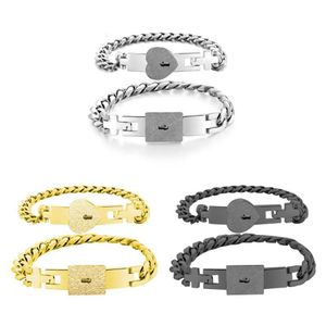 Bedelarmbanden 2 stuks roestvrij staal minnaar hart liefde slot sleutel armband kit paar sieraden200h