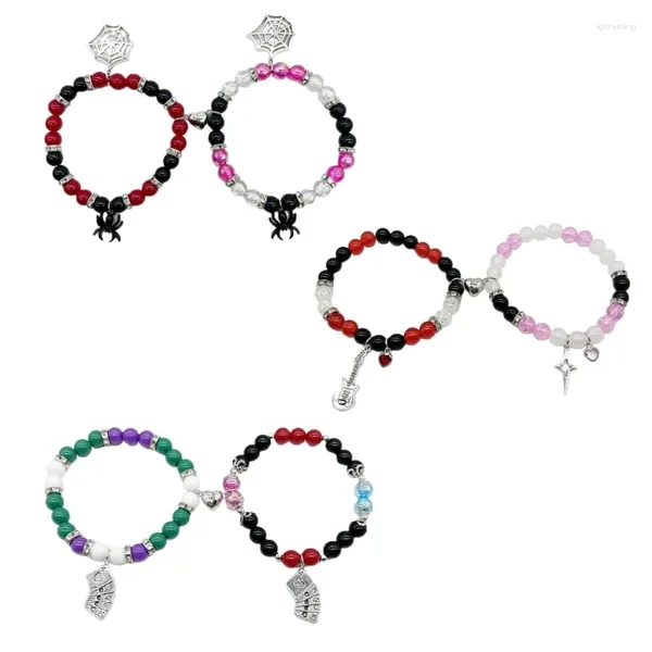 Bracelets de charme 2x araignées gothiques bracelet animal bracelet créatif cardiaque magnétique couple couple dropship