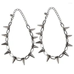 Bedelarmbanden 2X Metalen Spikes Studs Klinknagels Punk Goth Ketting Choker Kraag