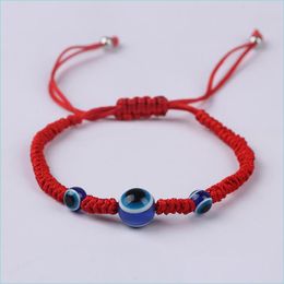 Bracelets de charme 3 perles bleues Bracelets de chaîne rouge Bracelet de cordon Cordes tressées 78 N2 Drop Livraison 2022 Bijoux DHMQD