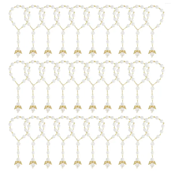 Bracelets de charme 30 PCS Baptême Rosaire des perles acryliques mini ange pour le premier groupe de communion Favors