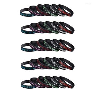 Bracelets à breloques 30 pièces Bracelets en silicone de motivation noirs pour hommes et femmes