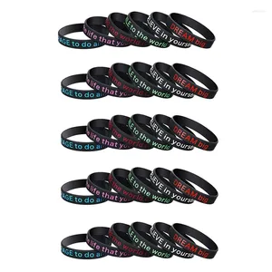 Bracelets à breloques 30 pièces bracelets en silicone de motivation en gel de silice pour hommes et femmes noirs