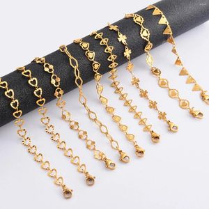 Bedelarmbanden 304 roestvrijstalen handgemaakte geometrische linkketen voor vrouwen sieraden 18k gouden kleur dagelijks accessoire 18 cm lang 1 stuk