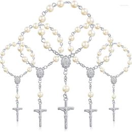 Bracelets porte-bonheur 30 pièces chapelet de baptême perles chapelets de doigts fausses perles pour faveurs baptême communion faveursCharm Inte22