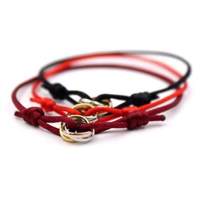 Bracelets porte-bonheur en acier inoxydable 316L, chaîne à anneaux, trois anneaux, dragonne, couple, pour femmes et hommes, à la mode