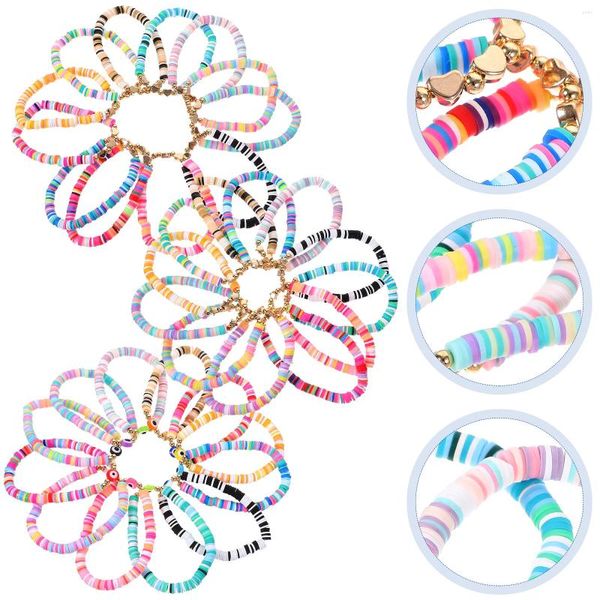 Bracelets de charme 36 pcs bascule pour femmes amitié filles à la mode polymère argile perle bracelet