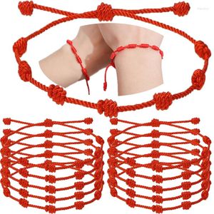 Bracelets de charme 36pcs / set 7 noeuds rouge chaîne bracelet couple amant fait à la main bons bracelets chanceux amulette amitié tresse corde cadeau en gros