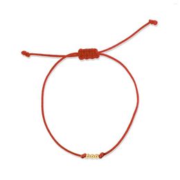 Bedelarmbanden 3 mm vergulde koper gevulde vaste kralen Rood Zwart string Handgemaakte eenvoudige armband Dames Girl Ball Summer Beach Sieraden