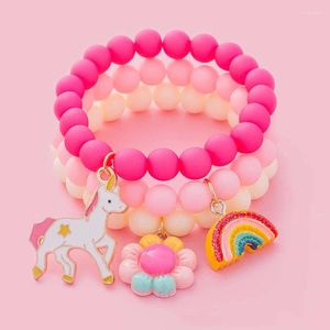 Bracelets de charme 3 pièces mignon pour fille enfants douce princesse perle multicolore chaîne main bracelet enfants bijoux accessoires cadeau