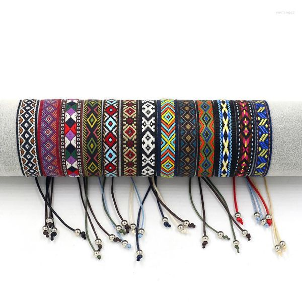 Pulseras de encanto 3 unids niña bohemia colorida cuerda de algodón cadena encantos pulsera amistad niñas tejido a mano boho yoga femme dropship