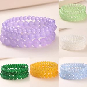 Pulseras de encanto 3 unids / set Pulsera de cuentas Pulsera de piedra natural Estiramiento para mujeres Hombres Brazalete de vidrio clásico Joyería de yoga