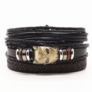 Pulseras con dijes 3 unids/set hombres cuero mujeres brazaletes aleación mano Dios Vintage Homme regalo pulseras JewelryCharm