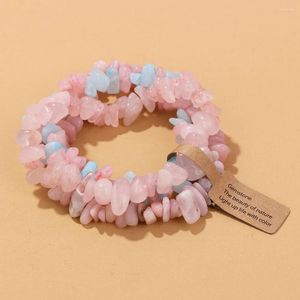 Charm Armbanden 3 stks/set Natuurlijke Onregelmatige Steen Stretch Rozenkwarts Morganite Opaal Set Armband Reiki Healing Sieraden Geschenken