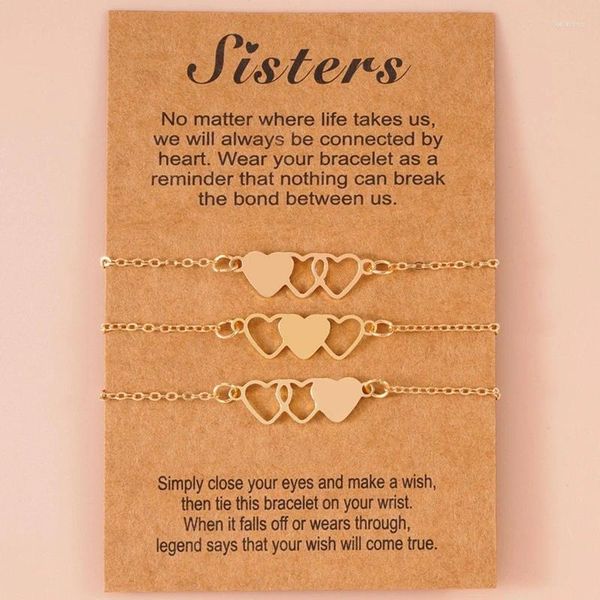 Bracelets de charme 3pcs sœurs ami amitié distance affection des cadeaux soeurs assorties pour Thanksgiving