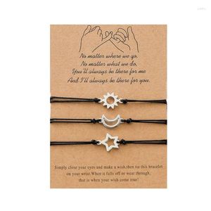 Pulseras de encanto 3 unids Sun Moon y Star Amigos Tarjeta a juego Amistad Promesa Brazalete Larga Distancia Going Away Regalo