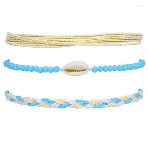 Bedelarmbanden 3 stks waterdichte armband mode casual oceaan stijl shell wax kleurrijke kralen hand geweven verstelbare lengte fem