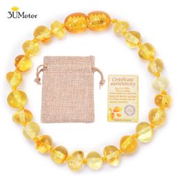 Charm Bracelets 3UMeter Natural Amber Pulsera de dentición hecha a mano para bebé Genuine Original s Jewelry Gift Multi Color Unisex 230215