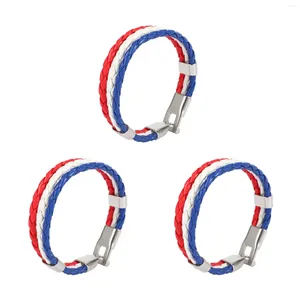 Bedelarmbanden 3X sieradenarmband Frankrijk Franse vlag Legering Wit Rood-Blauw (breedte 14 mm lengte 20 cm)