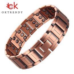 Bedelarmbanden 3x sterkte koper voor mannen zuivere magnetische armband met 3 rij neodymium magneten verstelbare lengte geschenken 230821