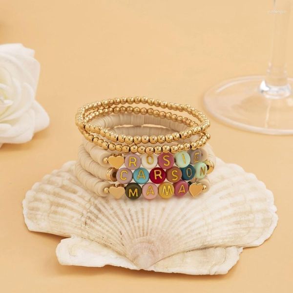 Bracelets de charme 4 / 5xstylish Perles d'argile en perles de corde élastique pour hommes Femmes Friends Parmi les bijoux Chaîne de mains accrocheuse