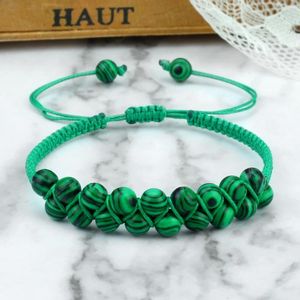 Bracelets de charme 4 6 mm Perles de malachite vert naturel pour femmes hommes doubles rangées Coupages de yoga en pierre Cadeaux de bijoux