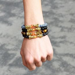 Bracelets de charme 4 Color Grosted Stone Dragon Man Bracelet Crystal Bangles Black Brown Perles Bijoux Accessoire